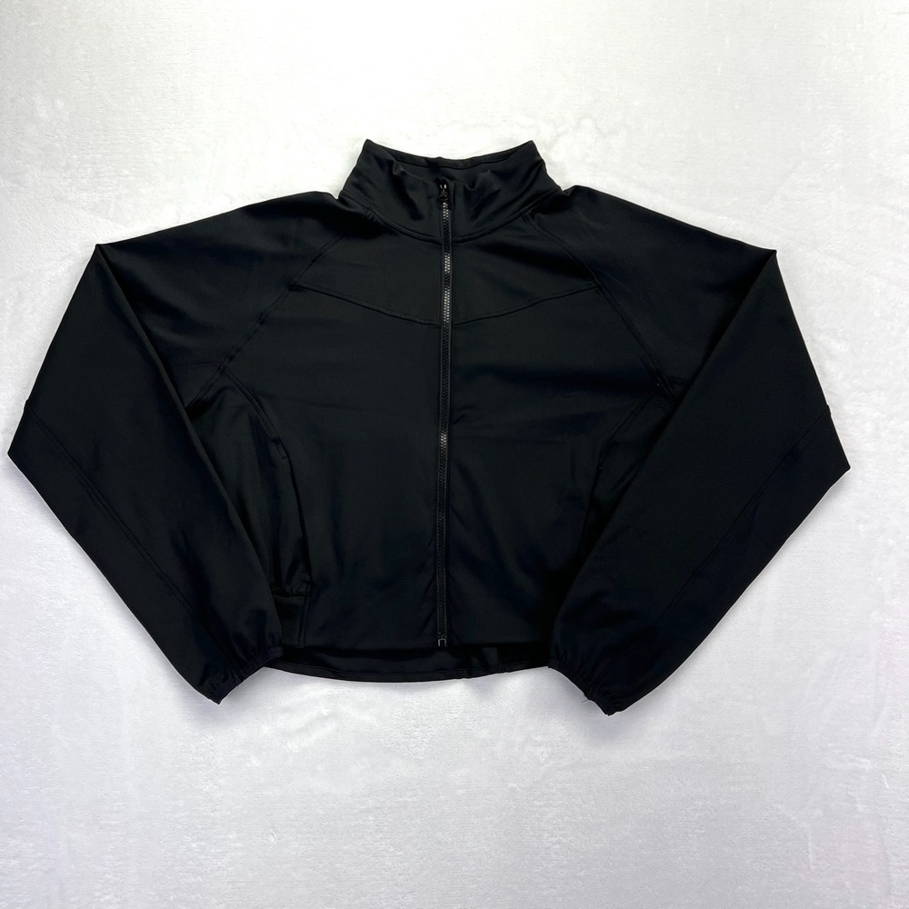Vogo Body Action Design Womens Black Full Zip Cropped Athletic Jacket L 2605004